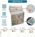 Une affiche détaillée présente un motif textile coloré avec des fleurs, des oiseaux et d'autres éléments décoratifs, disponible en différentes tailles d'accrochage muraux.
