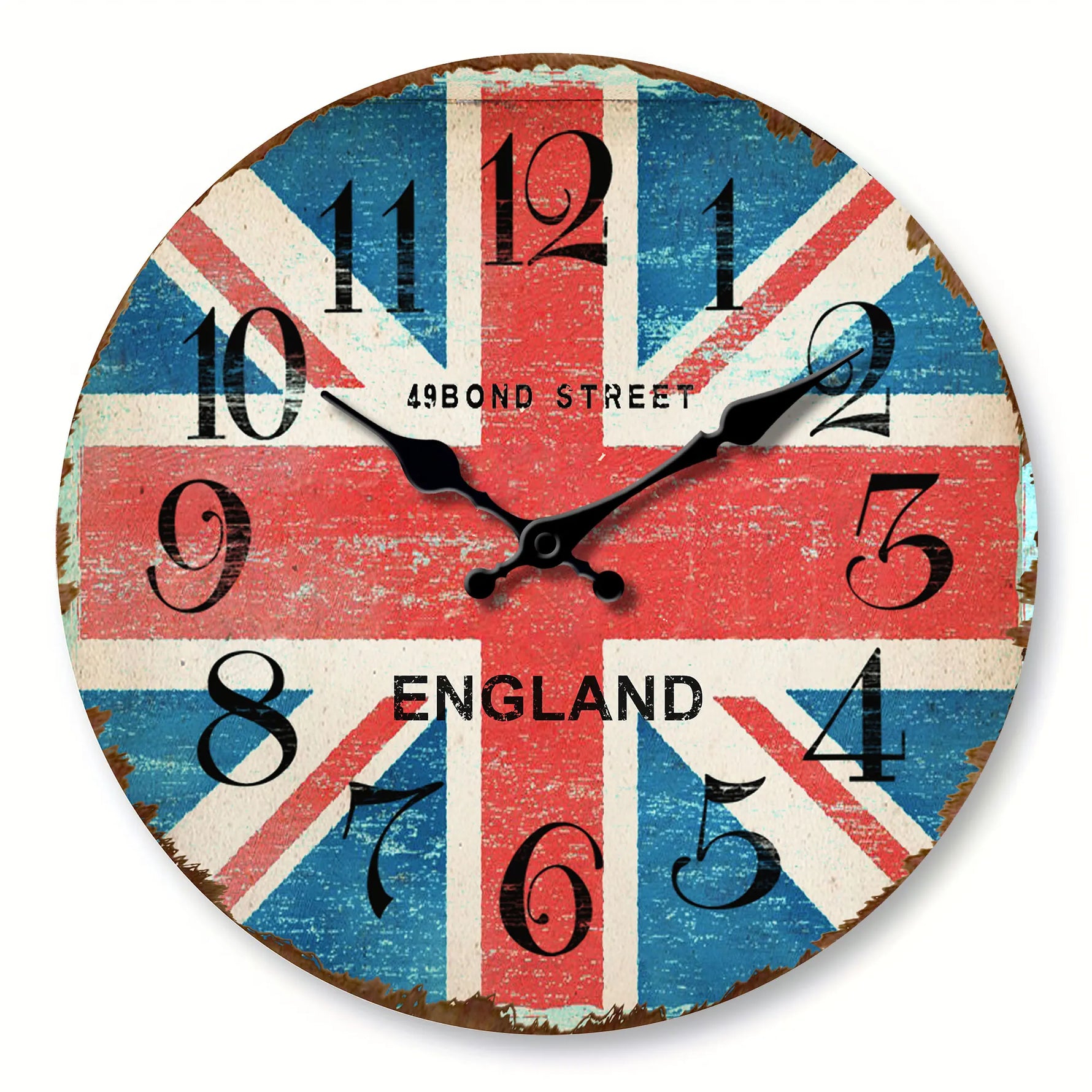 Horloge murale vintage en bois blanc design Bond Street vue de face