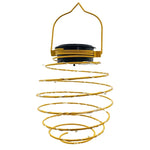 Lanterne solaire spirale bleue accrochée à un arbre