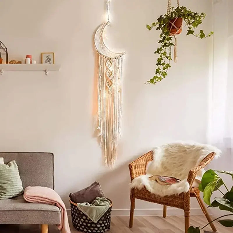Décoration murale chambre fille macramé blanc