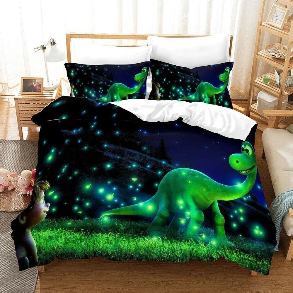 Motif dinosaure dessin animé sur housse de couette