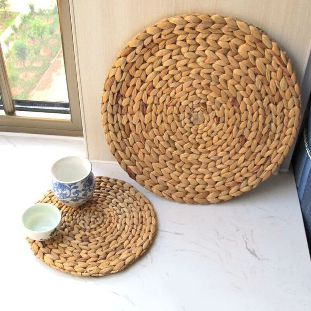 Set de table en paille naturelle tressée ronde - Ombre Interieur
