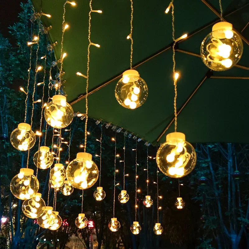 Détail des boules LED de la guirlande solaire en plastique ABS