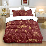 Ensemble housse de couette rouge imprimé monde magique