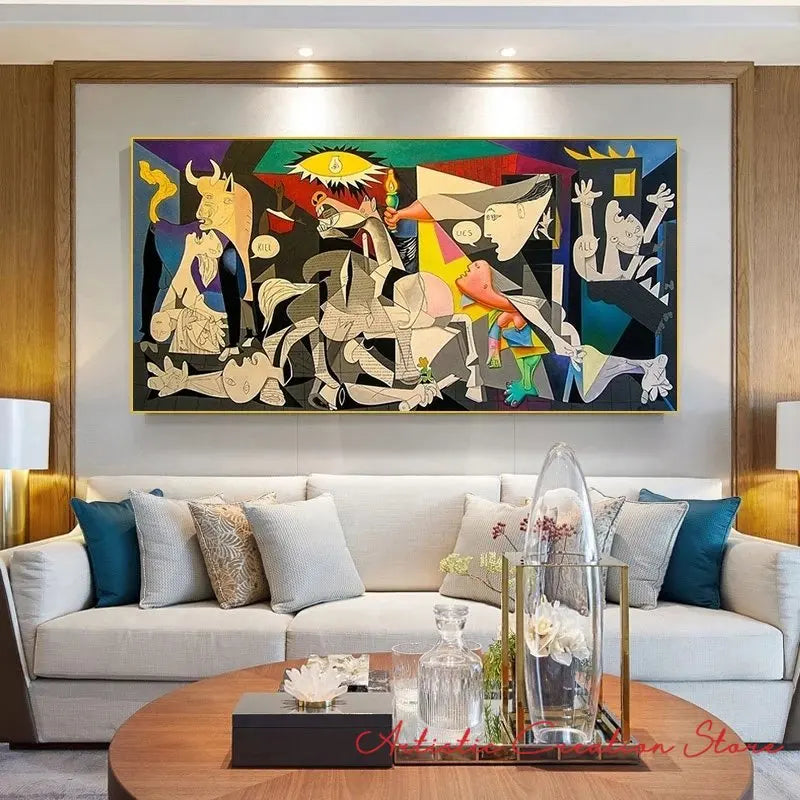 Tableau sans cadre accroché dans un intérieur contemporain