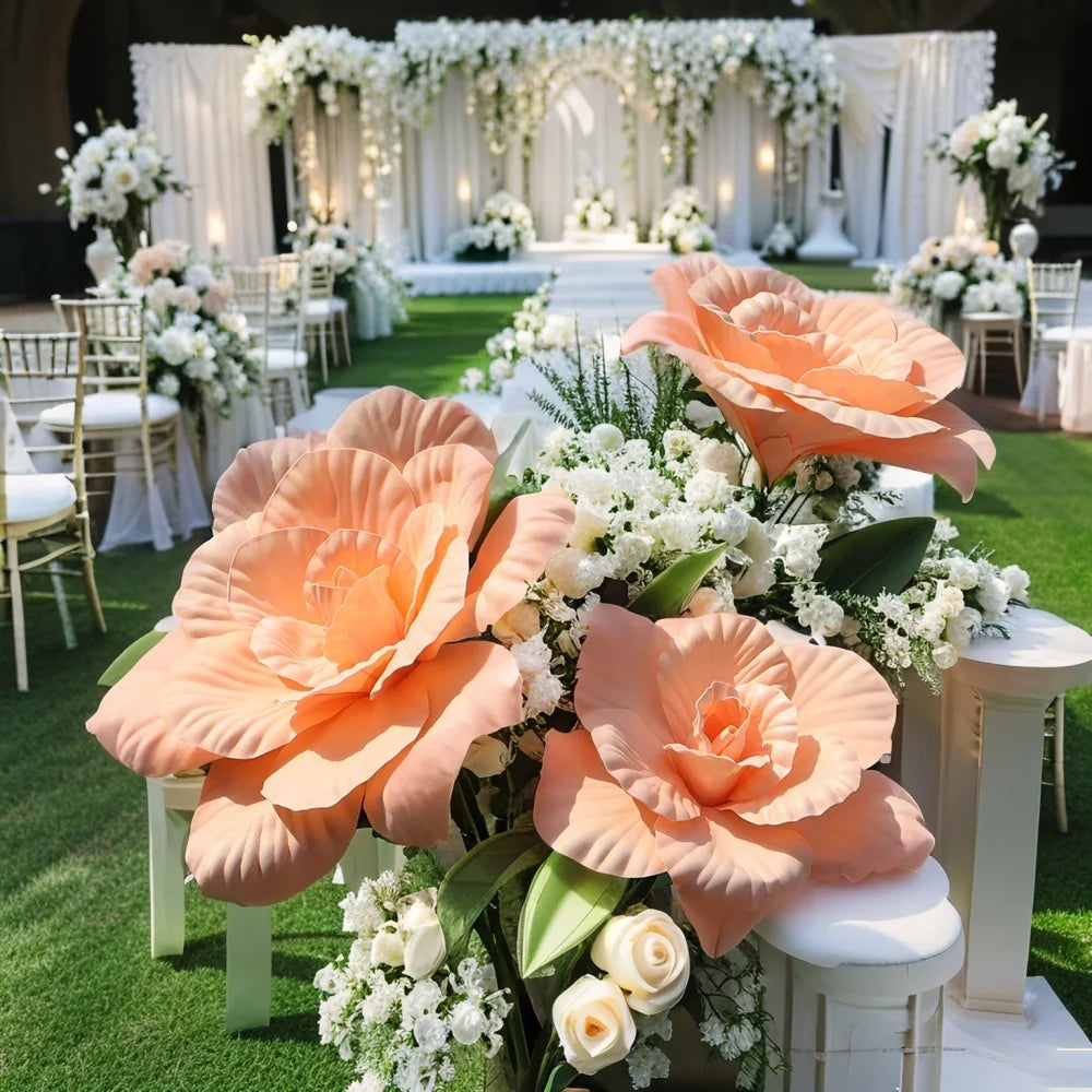 Fleur artificielle géante pivoine blanche 50 cm décoration mariage