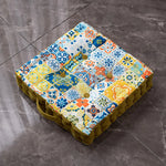 Coussin de sol bohème Mandala bourgogne vue dessus