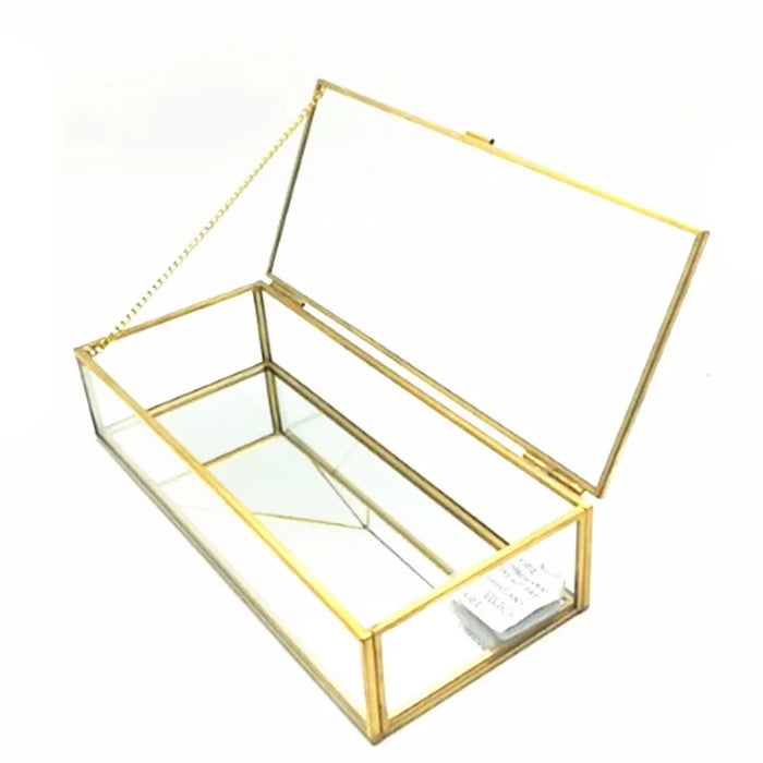 Boîte à bijoux en verre bronze avec compartiments