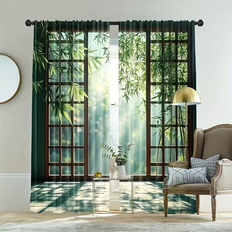 Ambiance zen avec rideaux bambou nature