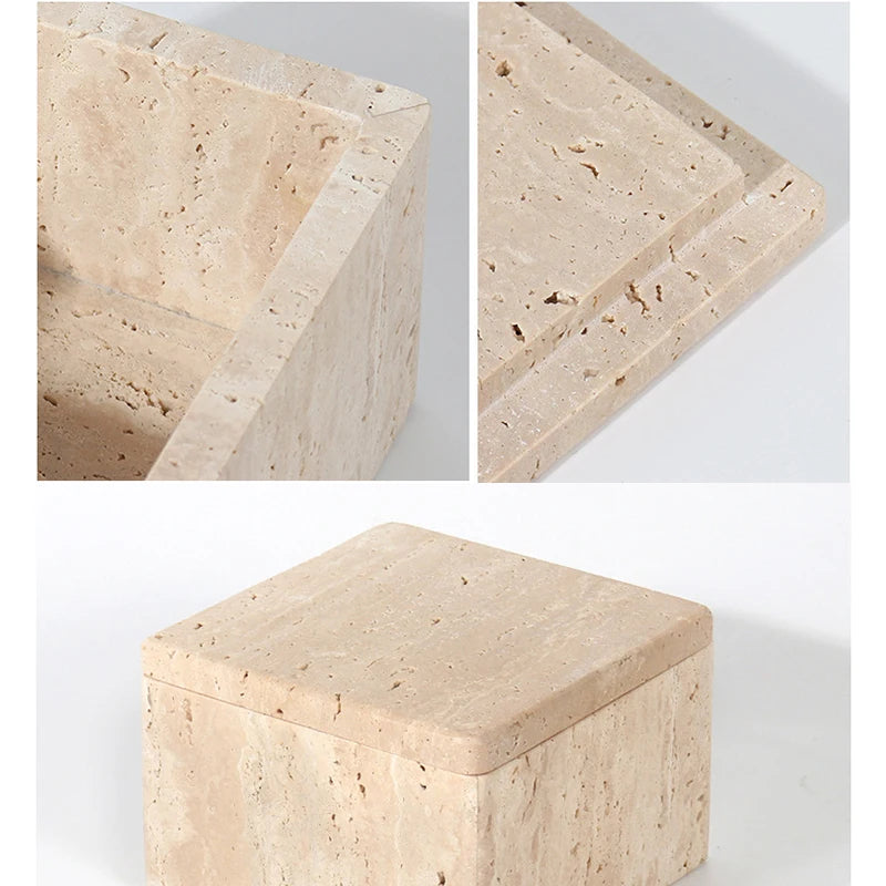 Détail de la texture mate du travertin naturel