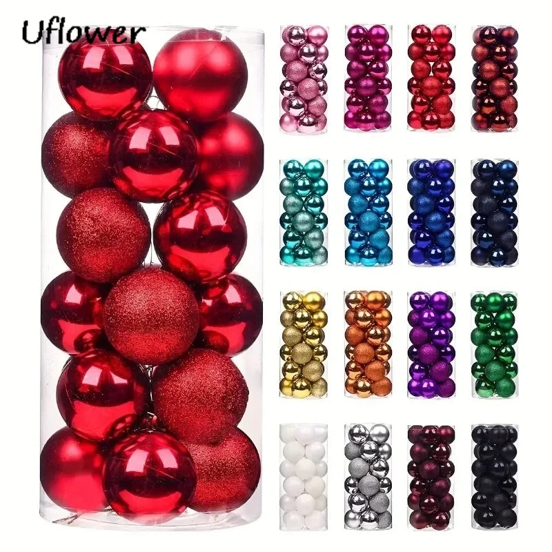 Décoration de Noël 24 pièces boules colorées sur sapin