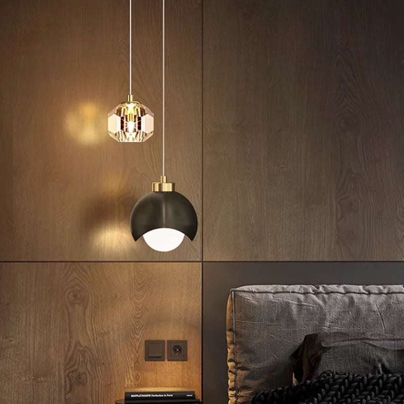 Suspension boule luminaire LED 24W bleu dans une chambre