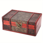Boîte de rangement en bois vintage style chinois rouge