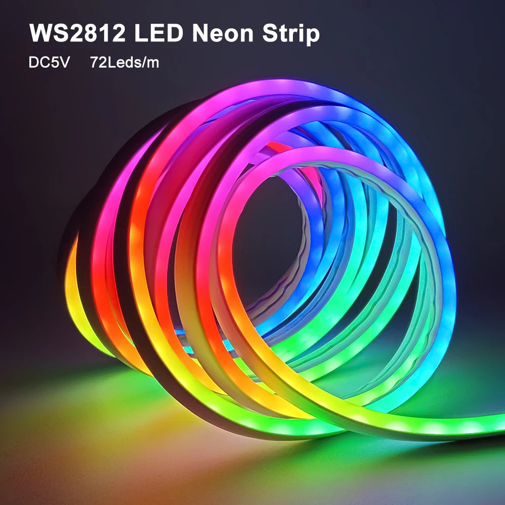 Bande lumineuse LED néon RGBIC flexible pour décoration murale