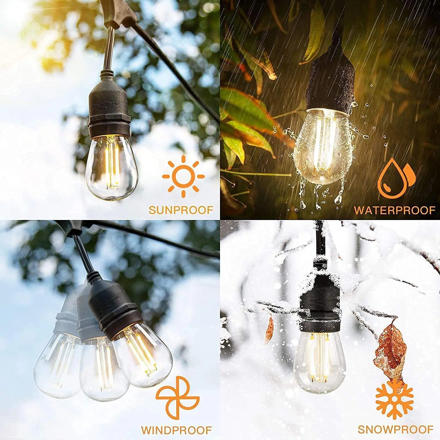 Guirlande lumineuse extérieure IP67 suspendue dans une pergola