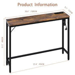 Table console étroite brune avec station de recharge