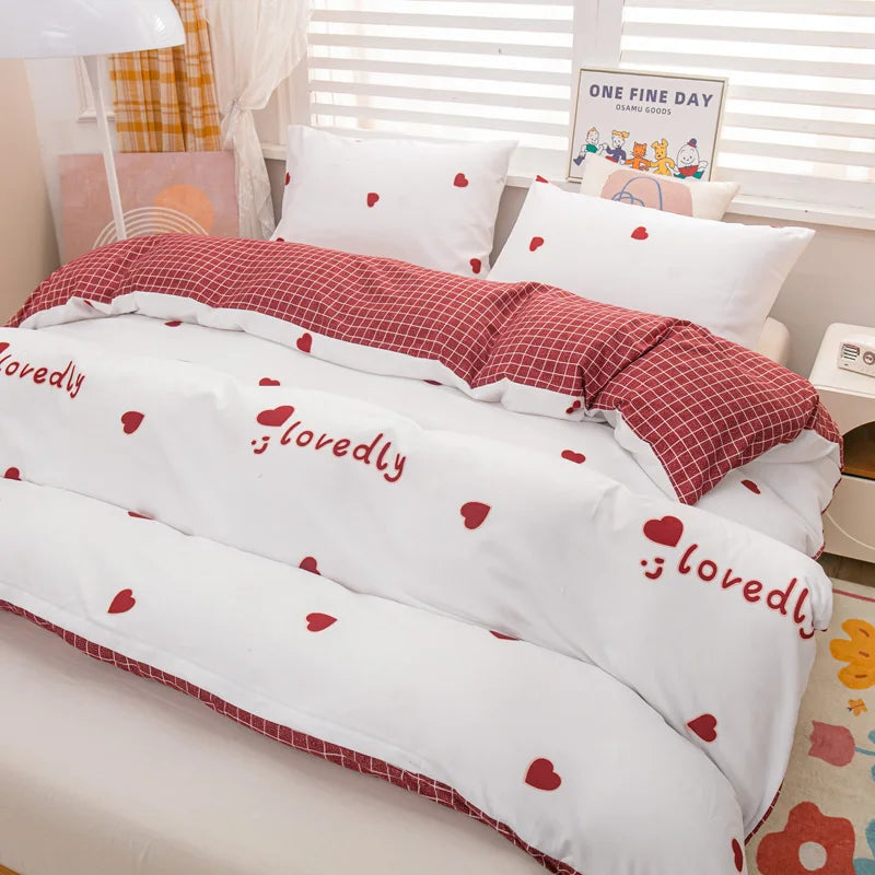 Taies d'oreiller assorties motif coeurs d'amour