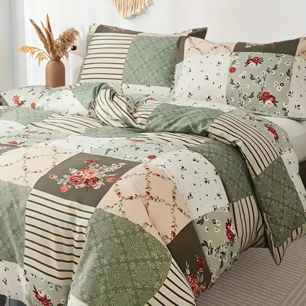 Parure de lit vert dans une chambre décorée style naturel