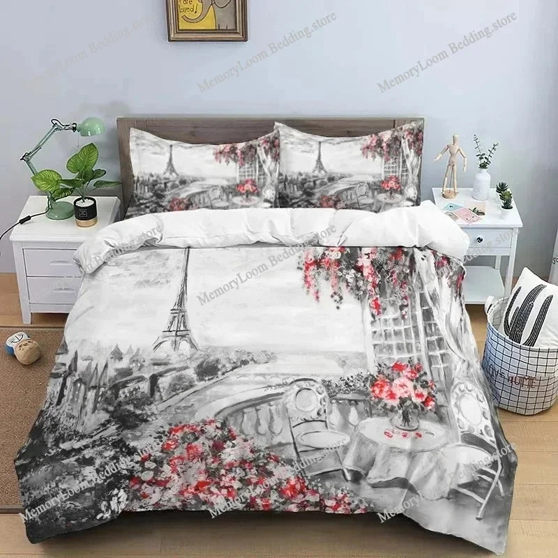 Housse de couette vintage avec motif tour anglaise