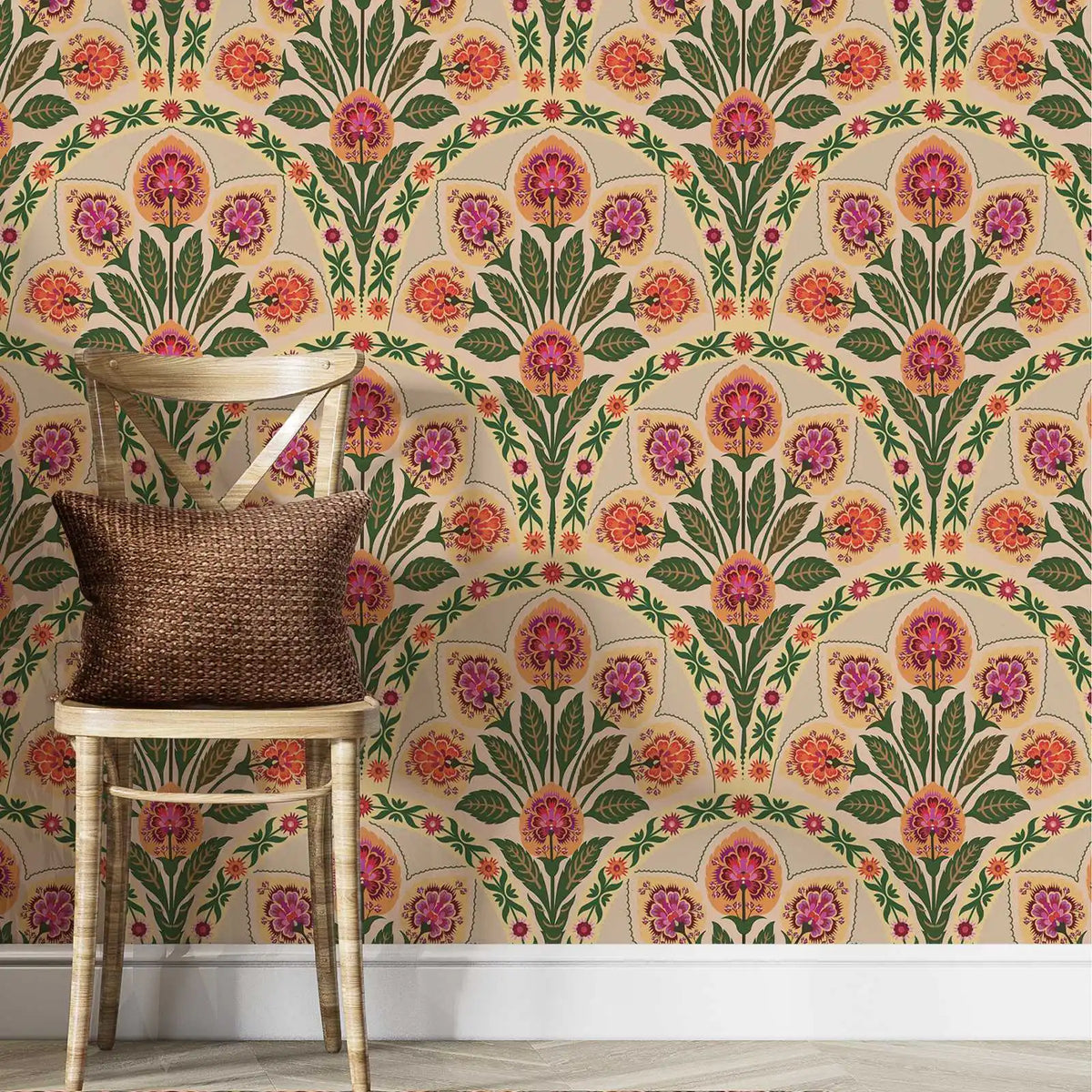 Détail motif floral vintage papier peint autocollant