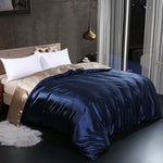Housse de couette satin luxe en couleur vert armée sur lit double