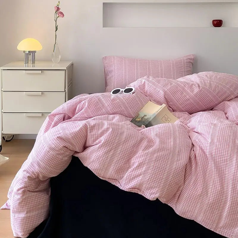 Drap de lit en coton lavé avec motif rayures