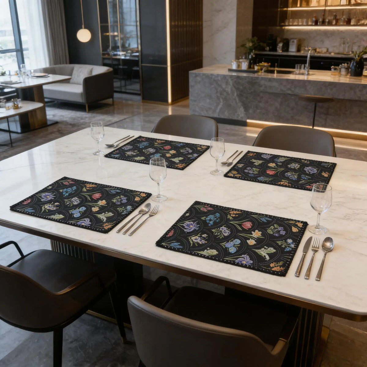 Set de table tissé main couleur abricot