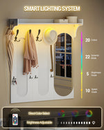 Vue de face du porte-manteau mural avec miroir ovale