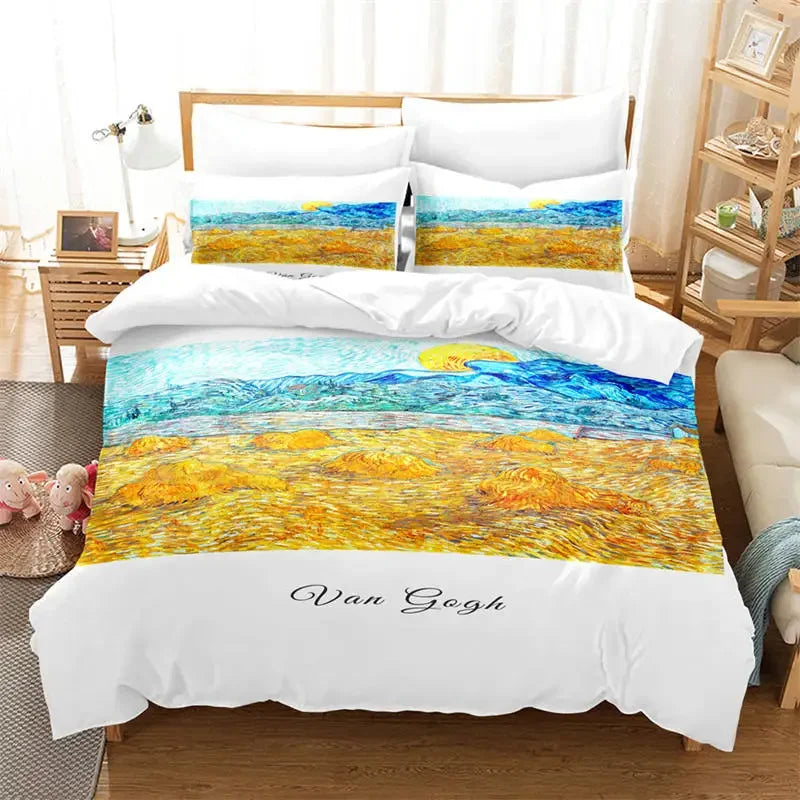 Housse de couette Van Gogh dans une chambre d'ado garçon avec décoration étoilée