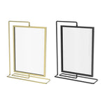 Cadre photo double face rotatif en métal et acrylique noir sur bureau