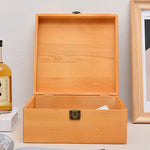 Boîte de rangement en bois brun avec serrure métal rétro