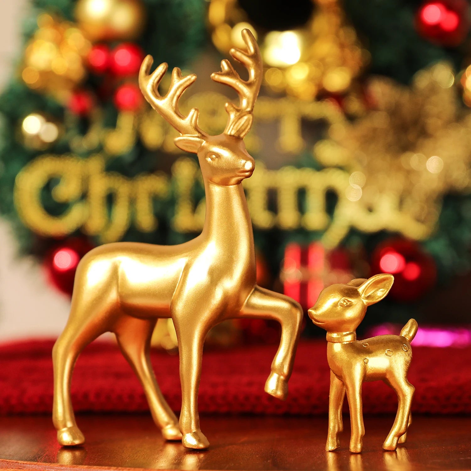 Figurine renne Noël or décoration intérieure