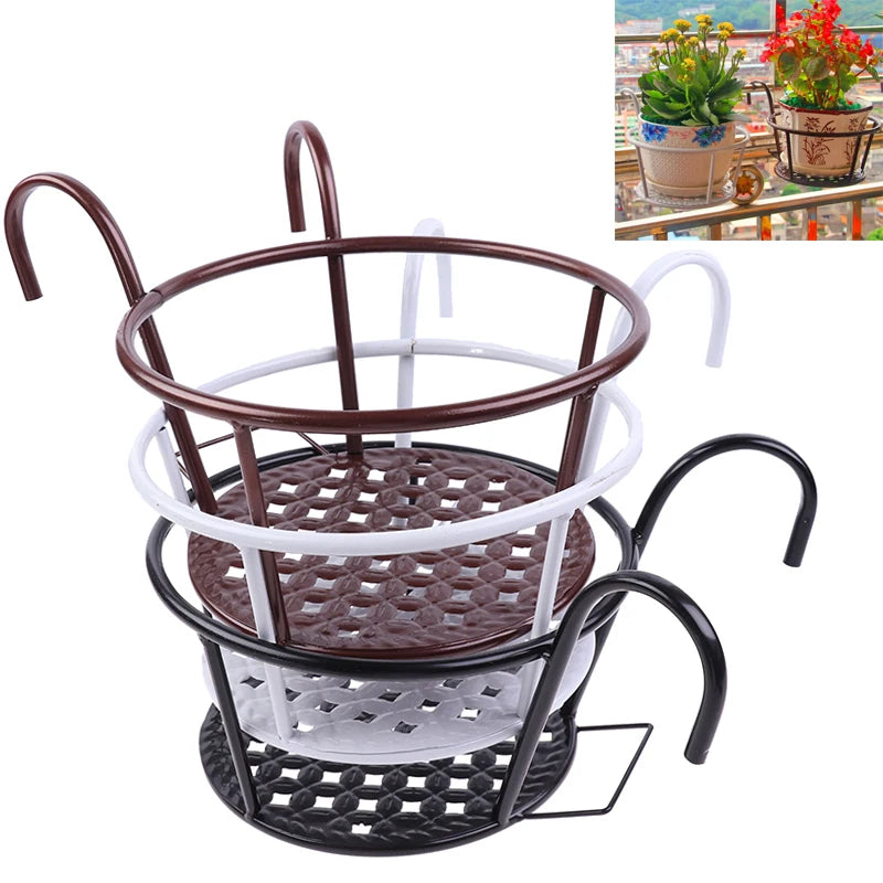 Pot de fleur balcon suspendu support métal noir