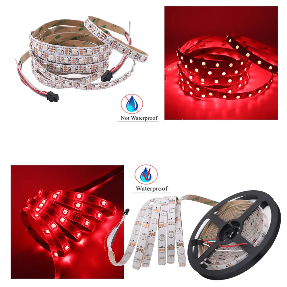 Bande LED RGB éclairant une étagère de salon