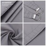 Voile d'ombrage gris au-dessus d'un salon de jardin
