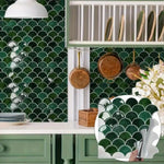 Carreaux muraux autocollants PVC vert méditerranéen