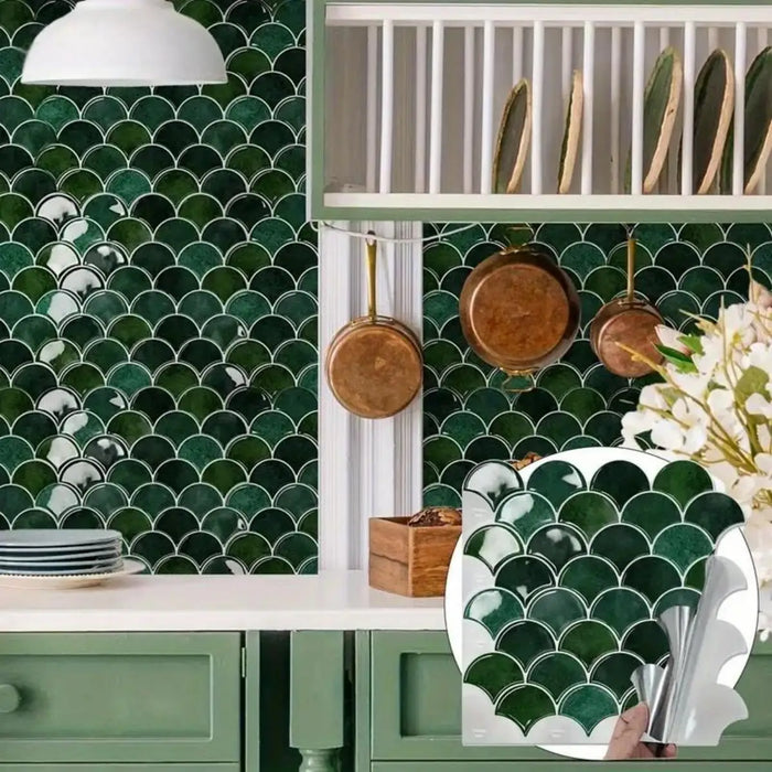 Carreaux muraux autocollants PVC vert méditerranéen