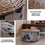 Pouf japonais blanc utilisé comme siège d'appoint