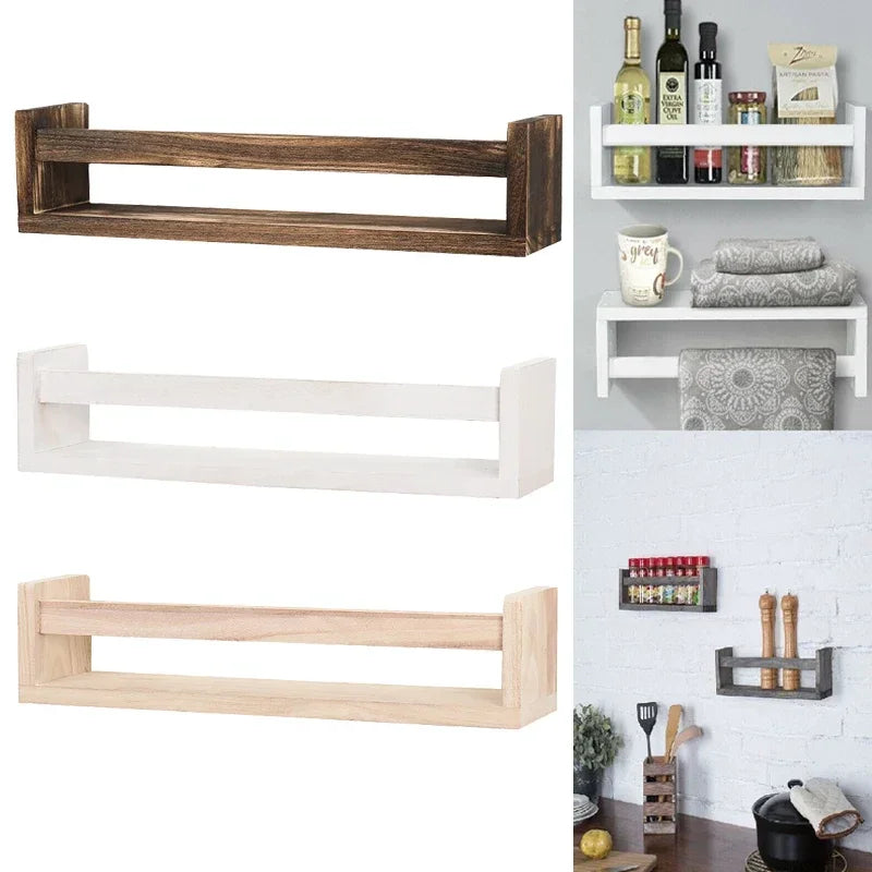 Étagère à épices murale en bois bleu sans trous pour cuisine