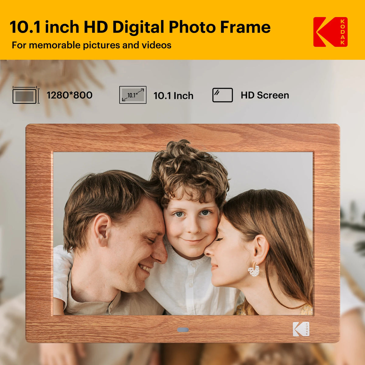 Cadre photo numérique 10,1 pouces écran HD champagne