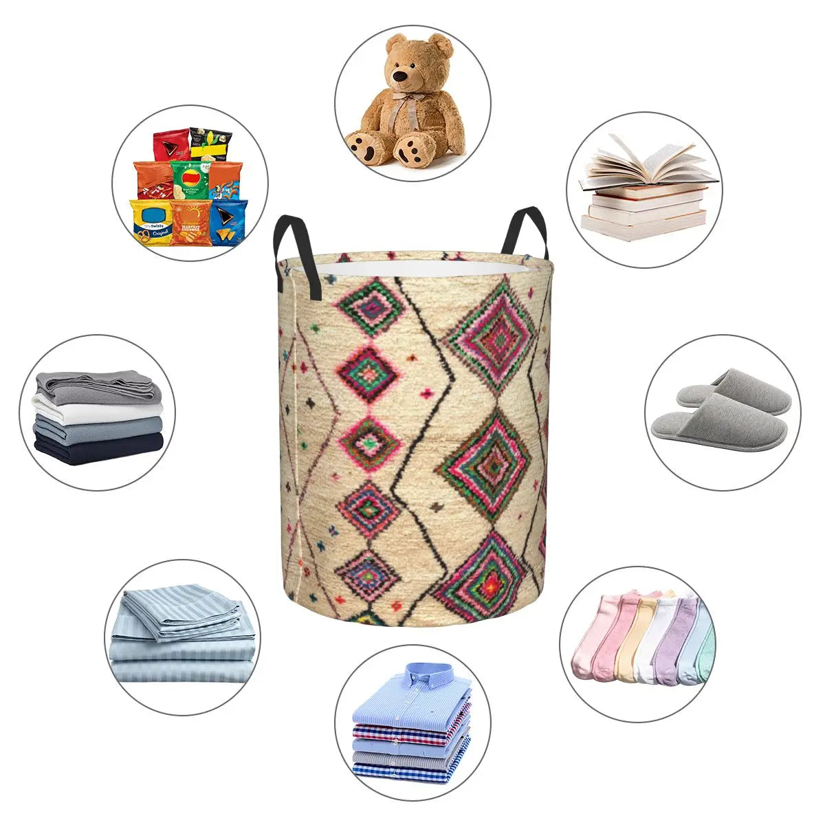 Panier de rangement berbère bohème gris foncé