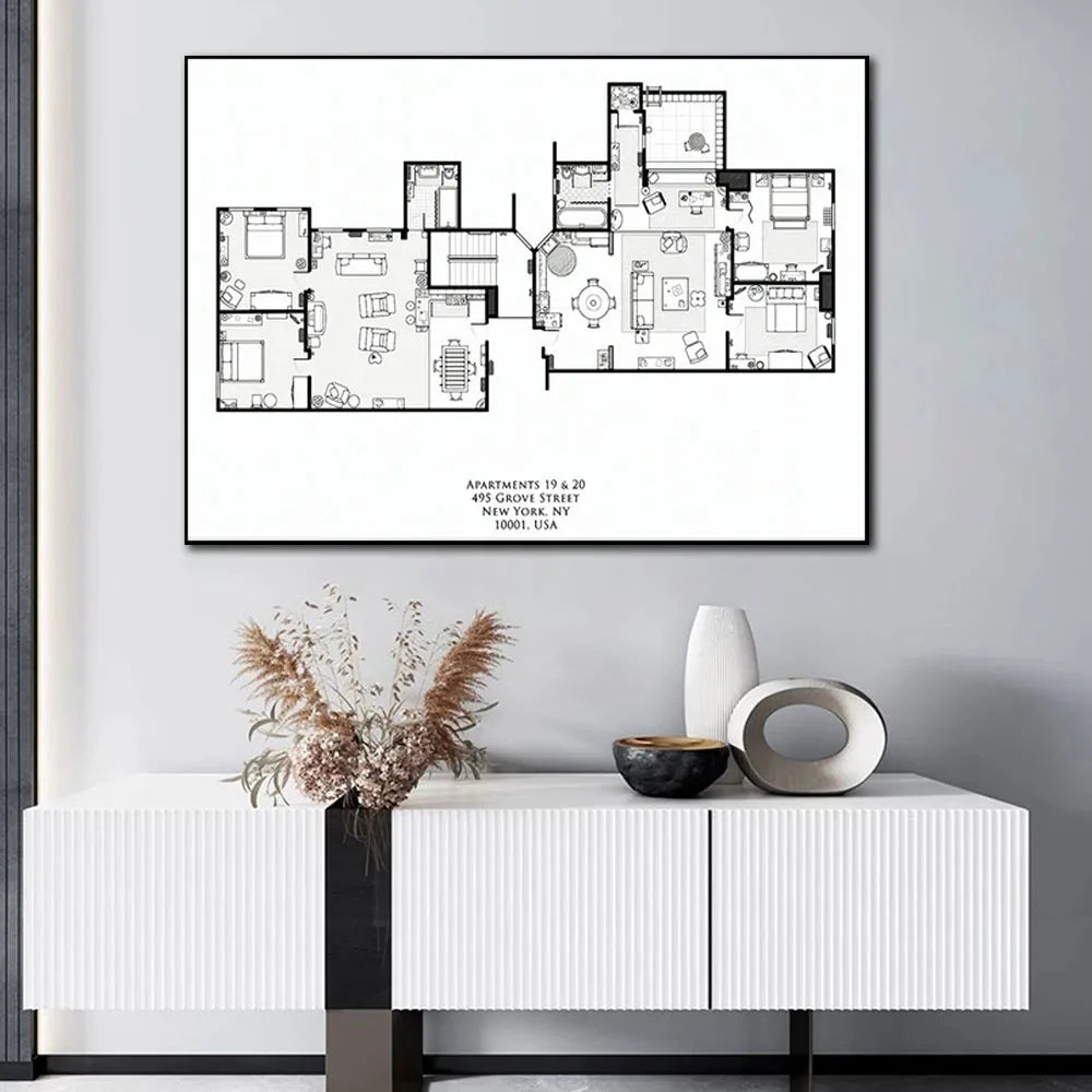 Affiche toile blanche design contemporain - Décoration salon moderne