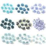 Lot de 10 têtes de fleurs artificielles bleues en soie