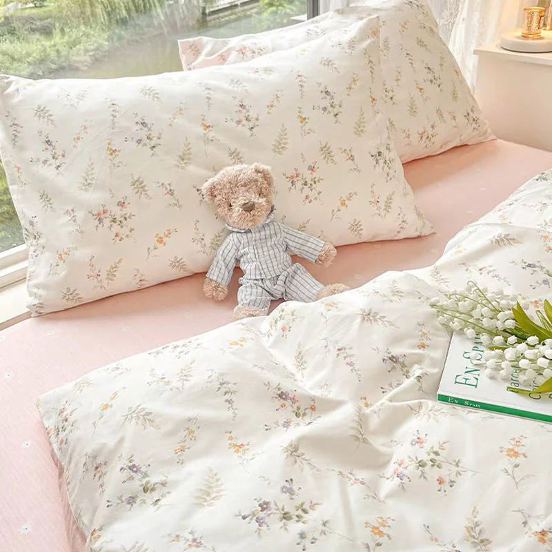 Housse de couette fleurs roses motif floral pour chambre