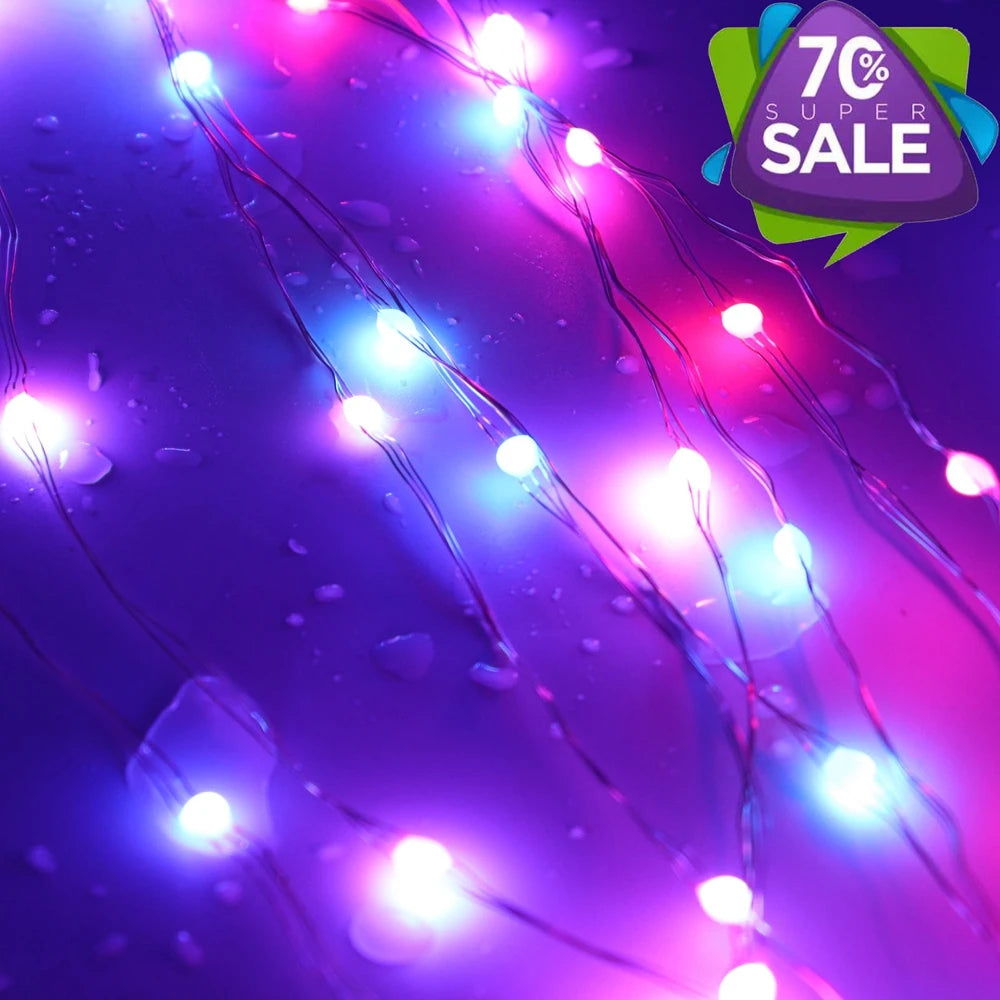 Guirlande lumineuse multicolor LED fil cuivre flexible