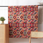 Tissu jacquard ethnique bohème motif géométrique blanc