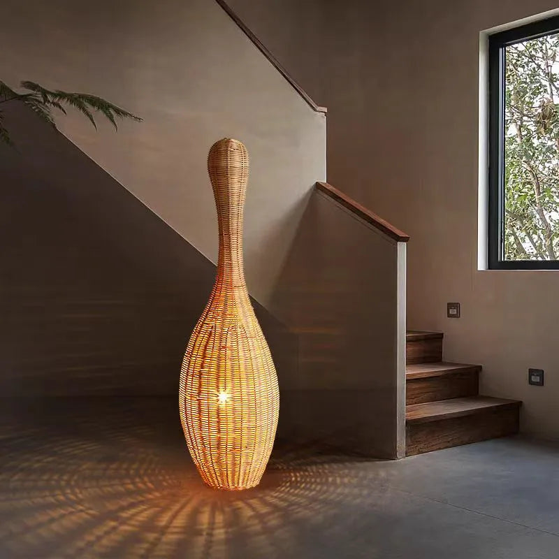 Lampe de chevet en rotin - Ambiance chaleureuse dans une chambre