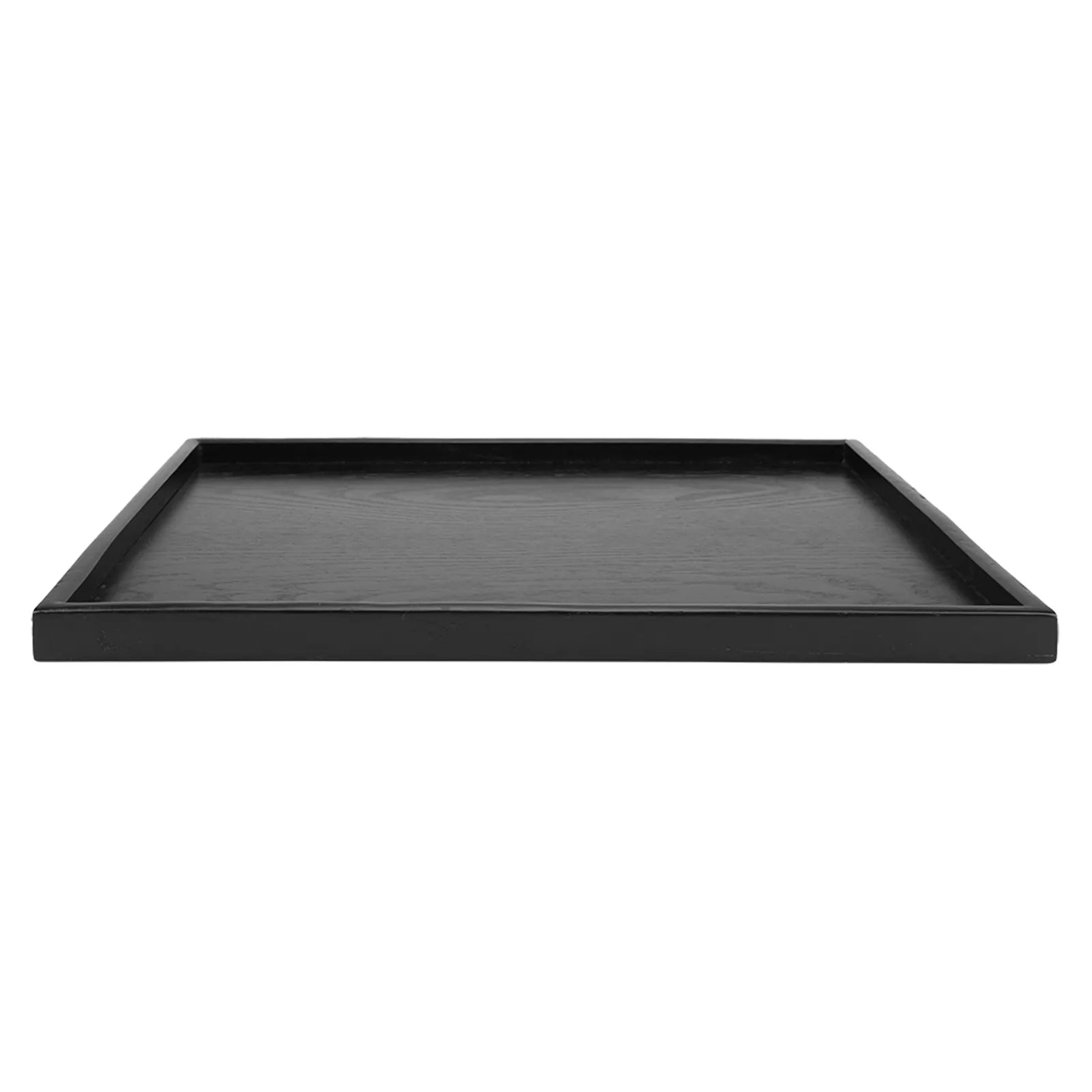 Plateau en bois massif rectangulaire vu de dessus montrant les bords relevés