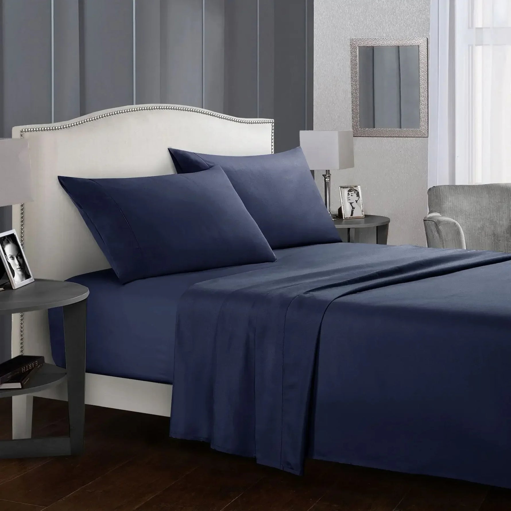 Drap-housse et drap plat brossé beige