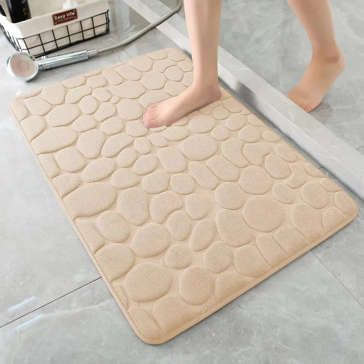 Tapis antidérapant salle de bain vert clair